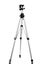 An isolated camera tripod on a white background.