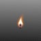 Isolated candle fire on black wick without source on transparent background