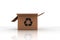 Isolated cardboard with recycle symbol