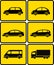 Isolated cars on yellow buttons