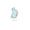 Isolated cartoon cute blue rabbit baby with orange carrot logo on white background. Happy Easter Day.