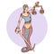 Isolated cartoon evil snake lady justice