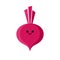 Isolated cartoon pink beetroot with kawaii face on white background. Colorful friendly purple beet vegetable. Cute funny personage