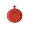 Isolated cartoon red pomegranate with kawaii face on white background. Colorful friendly pomegranate fruit. Cute funny personage.