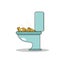 Isolated cartoon treasure gold on toilet