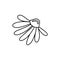 Isolated chamomile flower in doodle style.