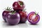 Isolated Cherokee Purple Tomato on a white background.