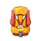 Isolated Child Car Seat, Safety Essential, Designed To Protect Young Passengers, Equipped With Restraints, Vector