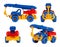 Isolated children toy car crane. different angles