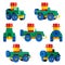 Isolated children toy car SUV. different angles