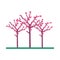 Isolated chinese flowers trees vector design