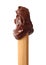 Isolated chocolate cream on breadstick in white background