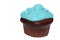 Isolated Chocolate cupcake with blue frosting