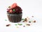 Isolated Chocolate Cupcake with Burgundy Frosting