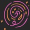 Isolated circles swirl illustration in pink and Orange colours