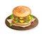 Isolated classic hamburger on plate.