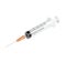 Isolated classic plastic syringe with medium needle