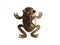 Isolated closeup brass art deco vintage frog