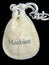 Isolated closeup of retro white marbles sack with drawstring