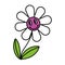 Isolated colored 60s groovy happy flower emote graffiti Vector