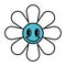 Isolated colored 60s groovy happy flower emote graffiti Vector