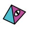 Isolated colored 60s groovy surreal pyramid icon Vector