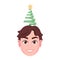 Isolated colored avatar of a man with a christmas related hat