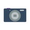 Isolated colored black compact digital camera on white background. Flat design icon.