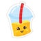 Isolated colored cute happy cold drink emoji sticker Vector