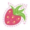 Isolated colored groovy strawberry sketch sticker icon Vector