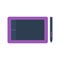 Isolated colored purple graphic tablet with stylus on white background. Flat design icon.