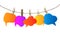 Isolated colored speech bubbles. Social network. Gossip. Chatter speaking and communication. Information. Group of empty balloons.