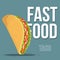 Isolated colored taco fast food Vector