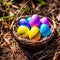 Isolated colorful Easter eggs. Easter concept. Spring time.