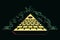 Isolated colorful masons pyramid with red eye vector illustration, Eye of Providence. Masonic symbol. All seeing eye inside