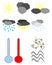 Isolated colorful Weather symbols, icons, colors.