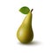 Isolated colorful whole pear conference with leaf on white background. Realistic colored fruit with shadow. Flat design