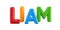 Isolated colorfull 3d Kid Name balloon font Liam