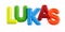 Isolated colorfull 3d Kid Name balloon font Lukas