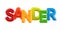 Isolated colorfull 3d Kid Name balloon font Sander