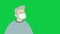 Isolated comic man wearing mask on green background in 4k video.