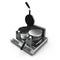 Isolated Commercial Waffle Maker Double Heads 3D Illustration On White Background