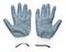 Isolated construction rubberized gloves on a white background. Blue protective gloves for construction and operation with caustic
