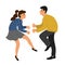 Isolated couple dancing a twist. People in the dance. Cute vector hand draw illistration on white background
