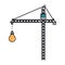 Isolated crane holding light bulb design