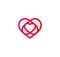 Isolated crimson abstract monoline heart logo. Love logotypes.