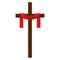 Isolated cross with a red cloth