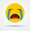 Isolated Crying emoticon in a flat design.