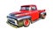 Isolated custom painted Ford pickup truck on a white background