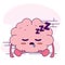 Isolated cute asleep brain cartoon character Vector